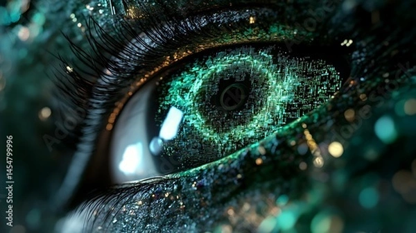 Fototapeta A digital eye scanning the deep web for threats

