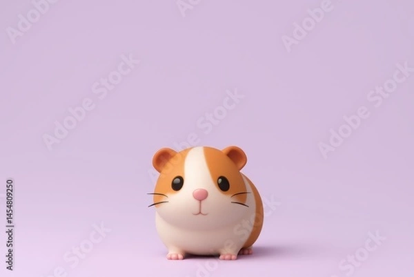 Obraz Cute Cartoon Hamster with Orange and White Fur on Soft Background