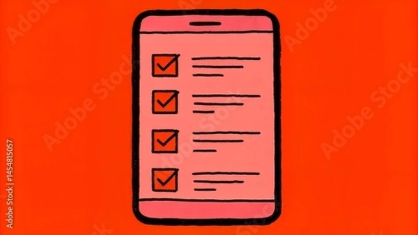 Fototapeta Smartphone with Checklist on Vibrant Background  