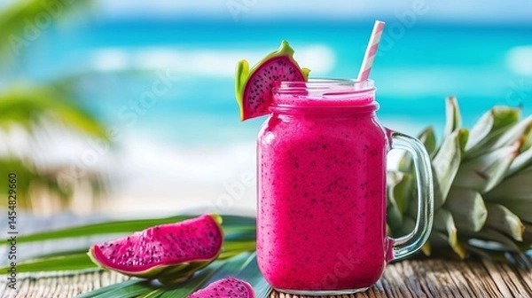 Obraz Vibrant Dragon Fruit Smoothie for Cafe Menu Design