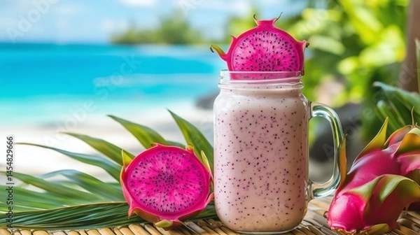 Obraz Vibrant Dragon Fruit Smoothie for Cafe Menu Design