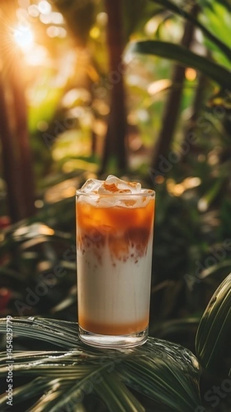 Obraz Layered Coffee Drink with Crumble and Foam