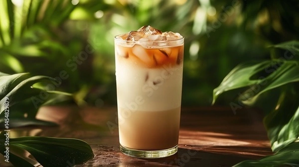 Obraz Tropical Latte with Cookie Crumble Garnish