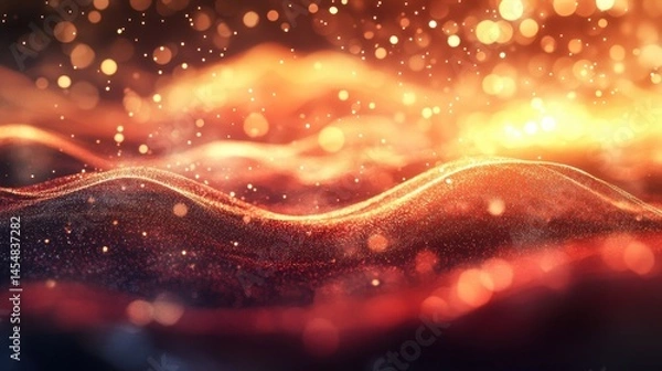 Obraz Abstract modern red waves background or backdrop with glow and bokeh