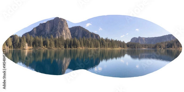 Obraz Mountain Lake Reflection, transparent background, white background