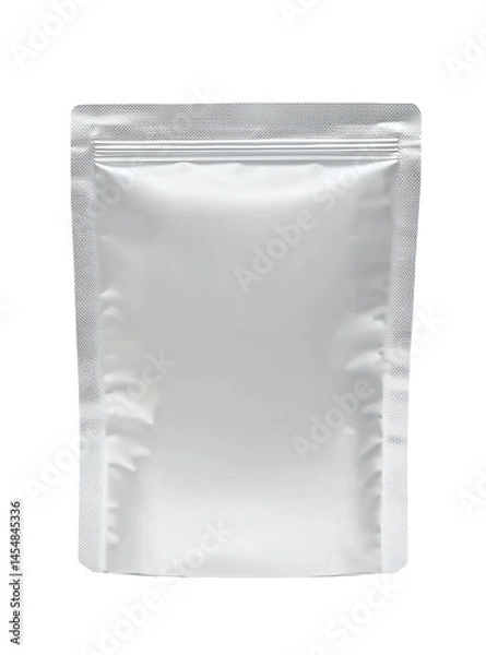 Fototapeta White blank Mylar bag packaging mockup, front view, on Png Format and Transparent Background