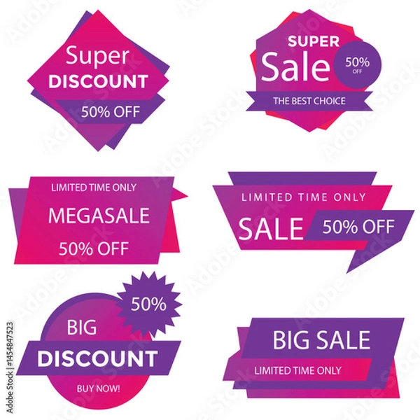 Fototapeta Offer sale labels and banners icon set design, shopping and discount theme illustration	