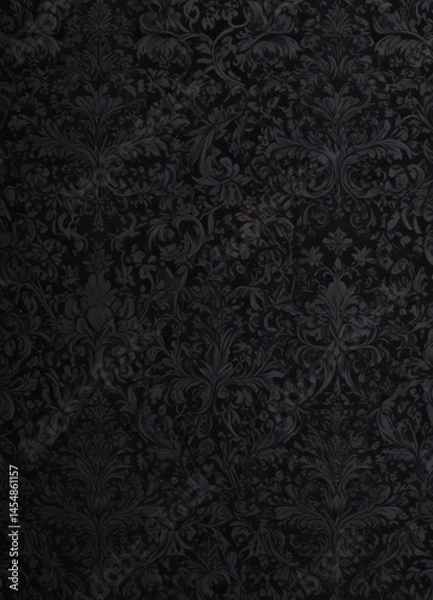 Fototapeta Intricate black gothic damask wallpaper  Seamless floral vines & patterns , print, design