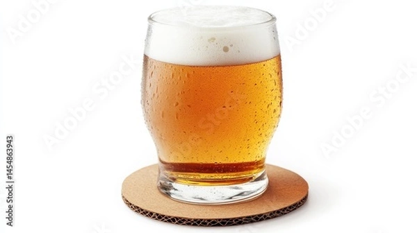 Fototapeta Beer Coaster. Blank Round Cardboard Design for Protection of Beer Glass