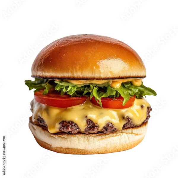 Fototapeta Cheeseburger (In-N-Out Burger) isolated on white background .