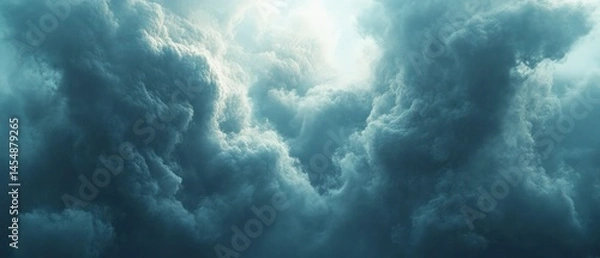 Fototapeta Cumulonimbus clouds gather, creating a dramatic and foreboding skyscape.