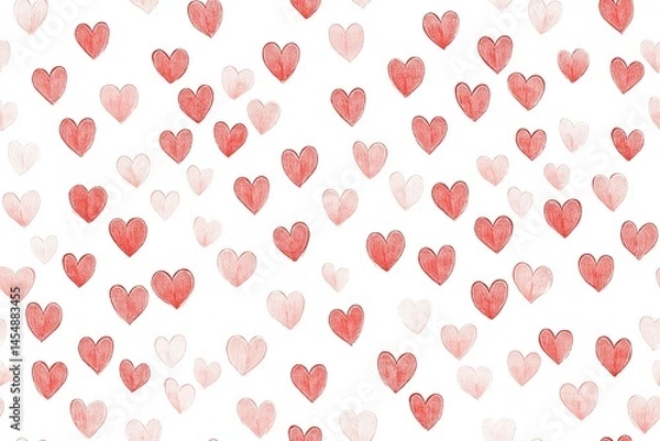 Obraz Seamless Red and White Watercolor Hearts Pattern - Perfect for Romantic Valentine's Designs