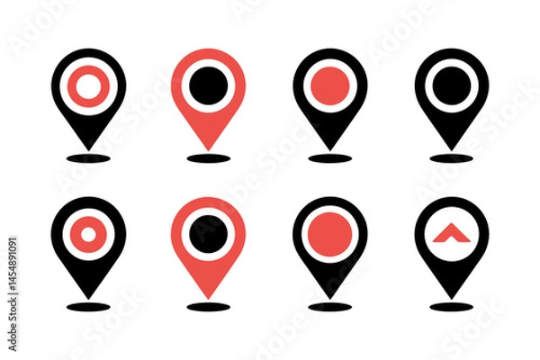 Obraz Location map pin pointer icon symbol design set gps