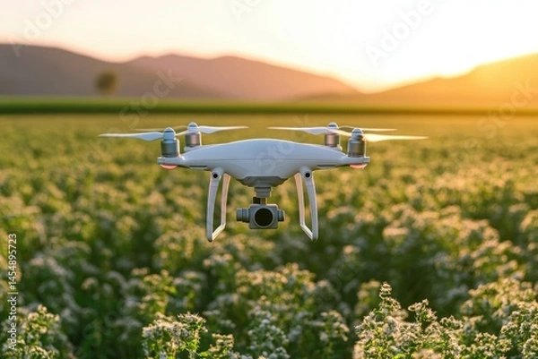Fototapeta Drone Insights: Revolutionizing Agriculture with Precision Monitoring and Automated Data Collection for Smart Farms