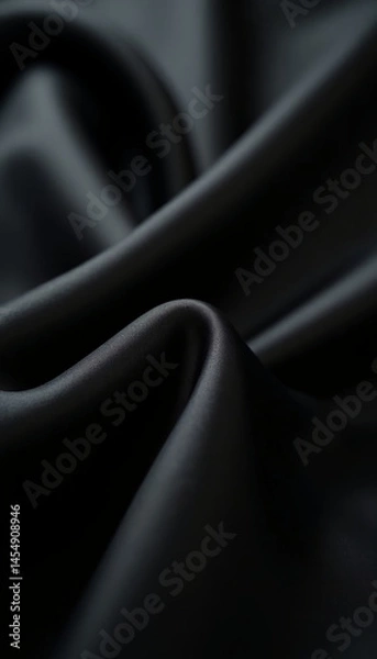 Fototapeta Luxury fabric displays a smooth, flowing surface, showcasing intricate folds and curves that reflect the dim light. Its rich texture invites touch and admiration Generative AI