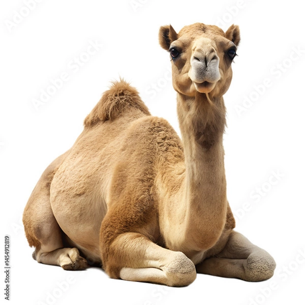 Fototapeta camel sitting on white background with no shadows