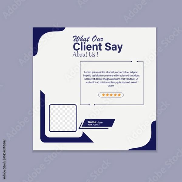 Obraz Modern Client Testimonial Layout Design .  Professional Testimonial Template for Business.Creative Customer Review Design for Social Media.Corporate Testimonial Design for Marketing Use.

 

