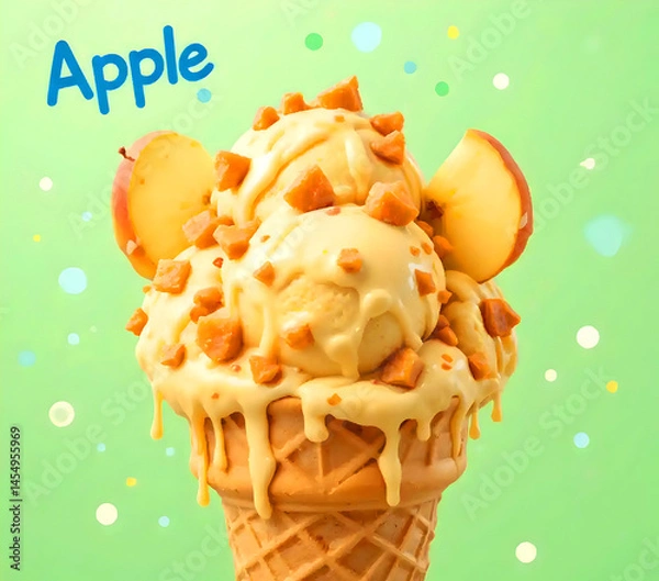 Fototapeta 3D illustration, A banner featuring an ice cream cone on a background of varying colors.