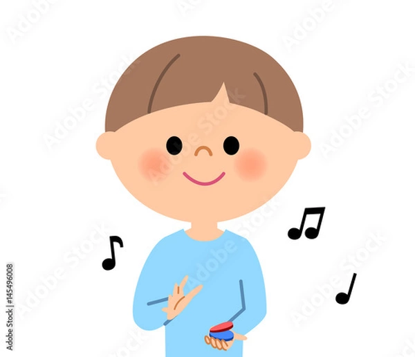 Obraz 男の子  カスタネットをたたく