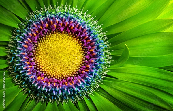 Obraz   Gerbera flower close up. Macro photography. Card green Gerbera Flower. Natural romantic conceptual floral Macro background.
