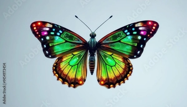Obraz Intricate and Colorful Butterfly Illustration on a Minimalist Background for Nature Enthusiasts