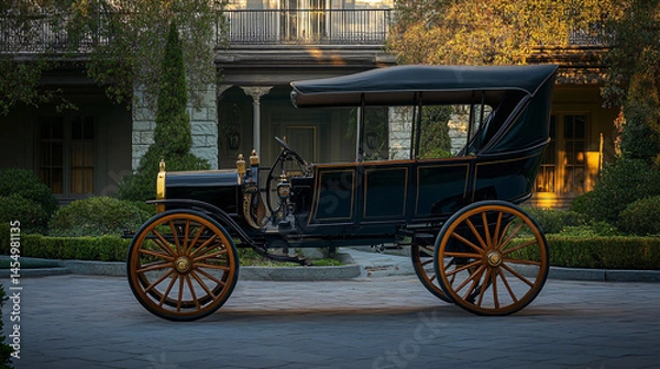 Obraz 1900 elegant carriage parked in front of manor.