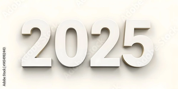 Obraz White 3D 2025 minimalist numbers