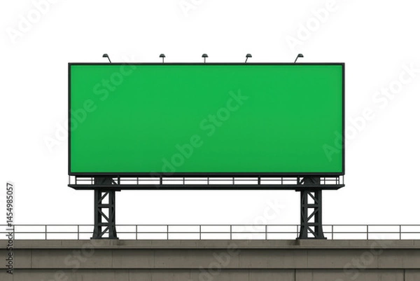 Obraz Blank Green Billboard Sign on Urban Infrastructure with No Ads