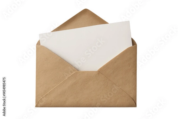 Obraz Empty brown envelope with blank card ready for personal message