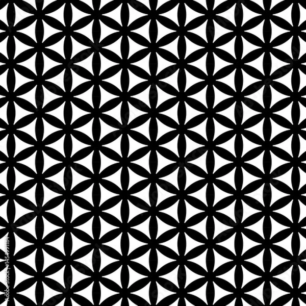 Fototapeta Flower of Life pattern made of many circles and other shapes. Made in black