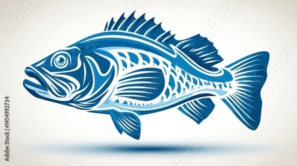 Fototapeta Stylized Blue Fish Illustration with Intricate Patterns and Vibrant Design for Nature Wildlife