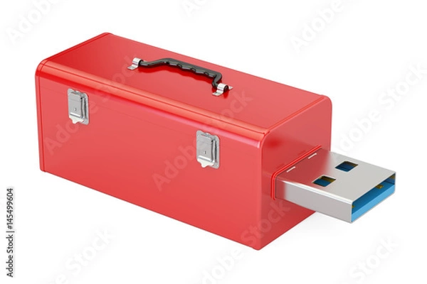 Fototapeta USB flash drive service and rescue concept. 3D rendering