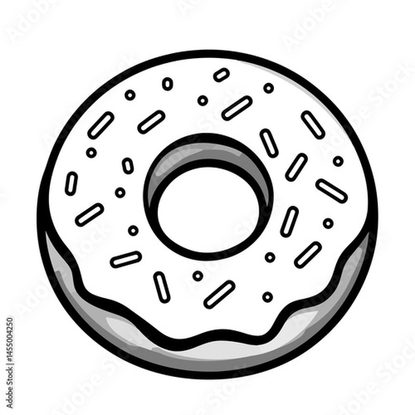 Fototapeta Minimalist donut icon designed with a single continuous line featuring frosting and sprinkles suitable for digital art or graphic design