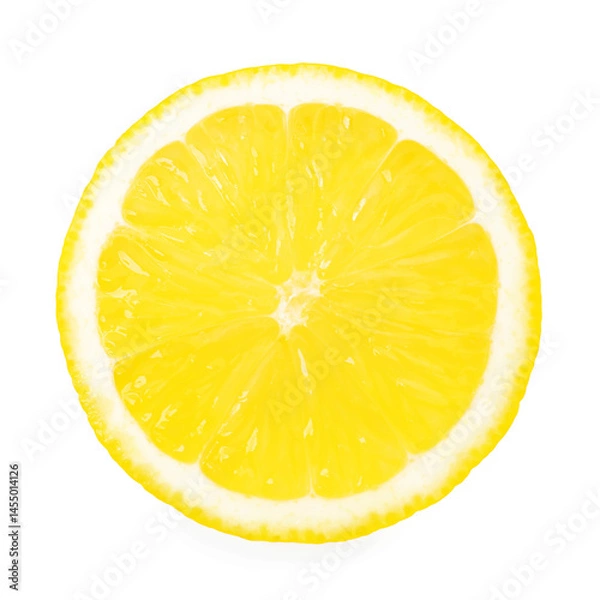 Fototapeta Slice of fresh ripe lemon isolated on white, top view