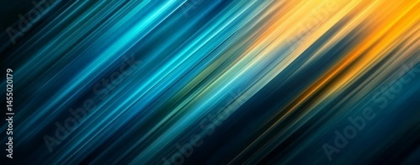 Fototapeta High speed photography of dark diagonal lines on blurred blue and gold background