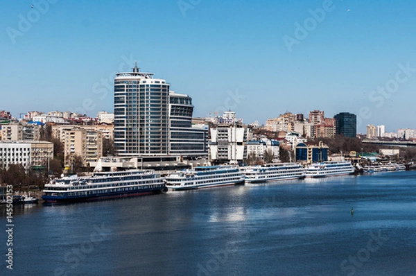 Fototapeta Russia, Rostov-on-Don - March 20, 2017: View of the city Rostov-on-Don and embankment