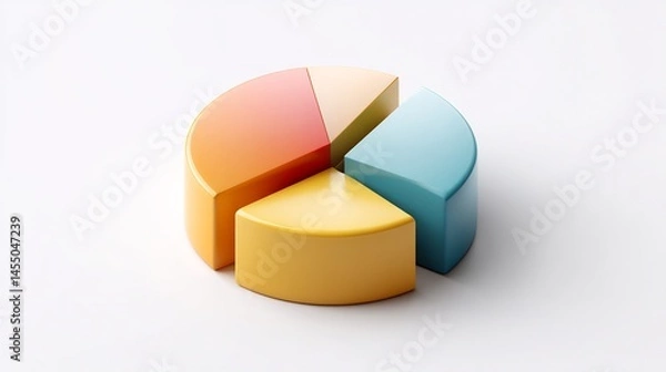 Fototapeta Illustrative colorful pie chart with well defined sections for business graphics