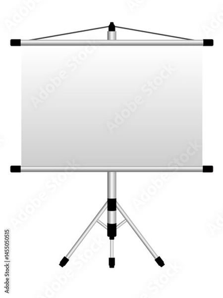 Fototapeta The screen for the projector on a tripod. Screen for presentations and training. Office screen for the projector.	
