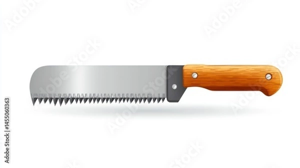 Fototapeta Handheld saw with wooden handle and metal blade ideal for woodworking projects and DIY tasks