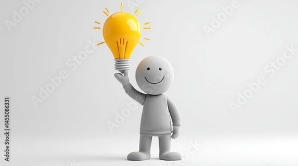 Obraz Creative Inspiration A Figure Holding a Bright Idea Light Bulb