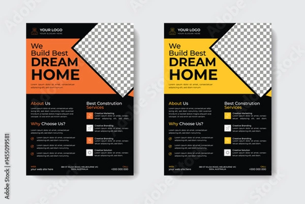 Fototapeta Creative Construction Flyer Template Design	