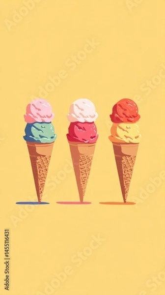 Fototapeta Colorful Ice Cream Cones Delight Under Pastel Skies