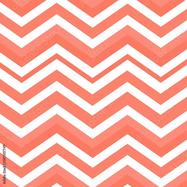 Fototapeta Zigzag Pattern in Coral and White: A repeating pattern of coral and white zigzags creates a dynamic and visually appealing design.