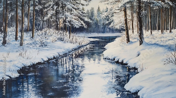Fototapeta Snowy Forest Stream