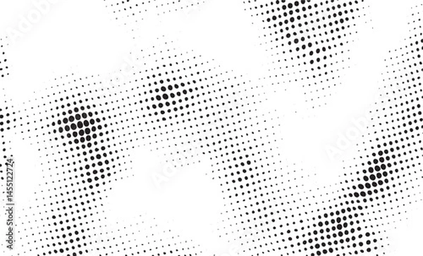 Fototapeta A dynamic abstract of numerous small black dots layered over a bright white background.