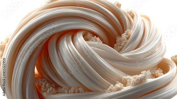 Fototapeta Abstract swirling creamcolored 3D render flowing texture organic shapes closeup view