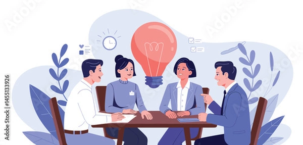 Fototapeta Collaborative Discussion in a Modern Workplace