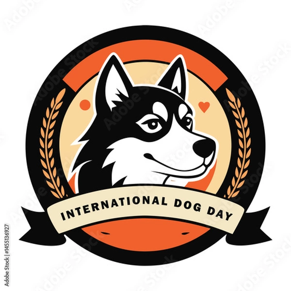 Obraz Classic badge design for international dog day celebration vector illustration