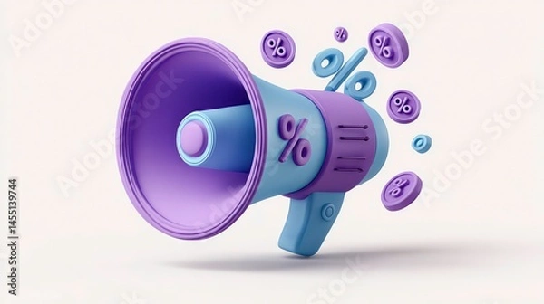 Obraz A megaphone with percentage symbols ideal for marketing and promotional content