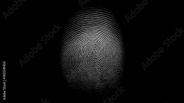 Obraz Close-up of detailed human fingerprint in monochrome art